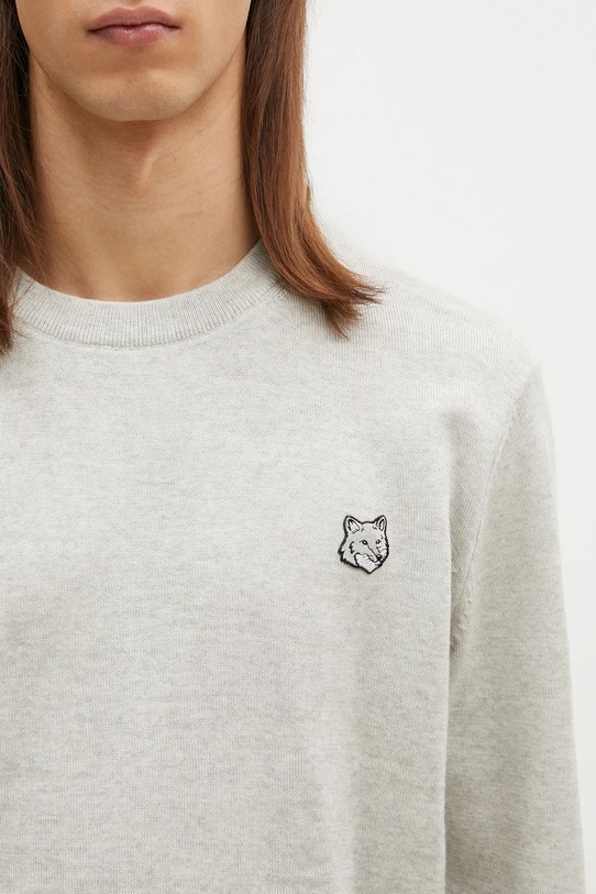 Maison Kitsuné woolen jumper Bold Fox Head Patch gray MM00815KT1036