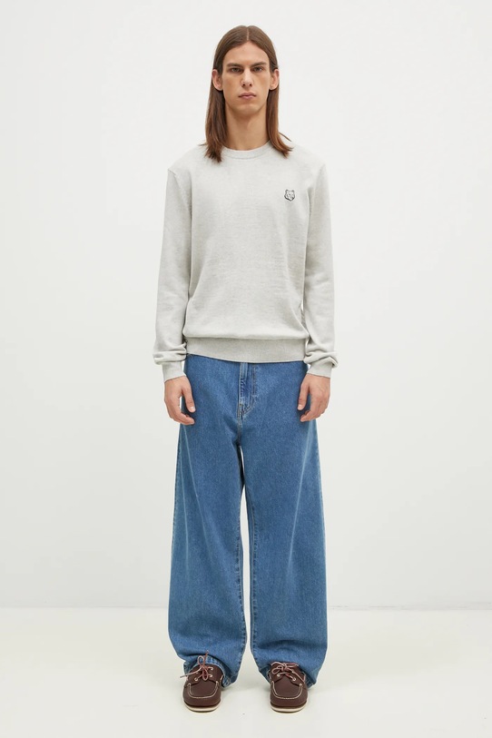 Maison Kitsuné woolen jumper Bold Fox Head Patch MM00815KT1036 gray