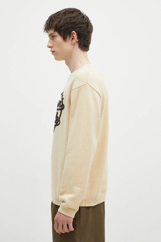 Svetr z vlněné směsi Human Made Heart Knit Sweater HM28CS018 béžová AW24