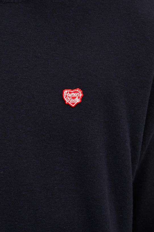 Вовняний светр Human Made Heart Badge Knit темно-синій HM28CS047