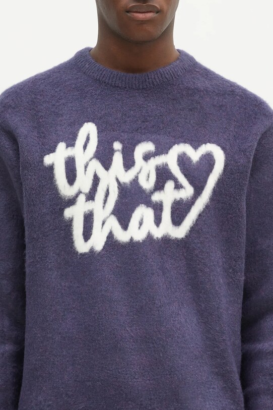 Свитер thisisneverthat Heart Logo Knit Sweater тёмно-синий TN243KKNPK11