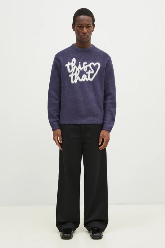 Пуловер thisisneverthat Heart Logo Knit Sweater TN243KKNPK11 тъмносин