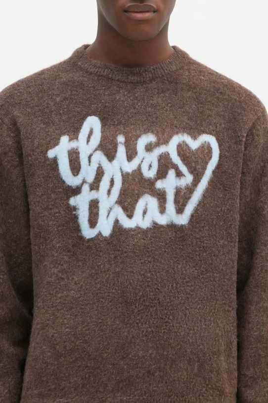 thisisneverthat sweter Heart Logo Knit Sweater brązowy TN243KKNPK11