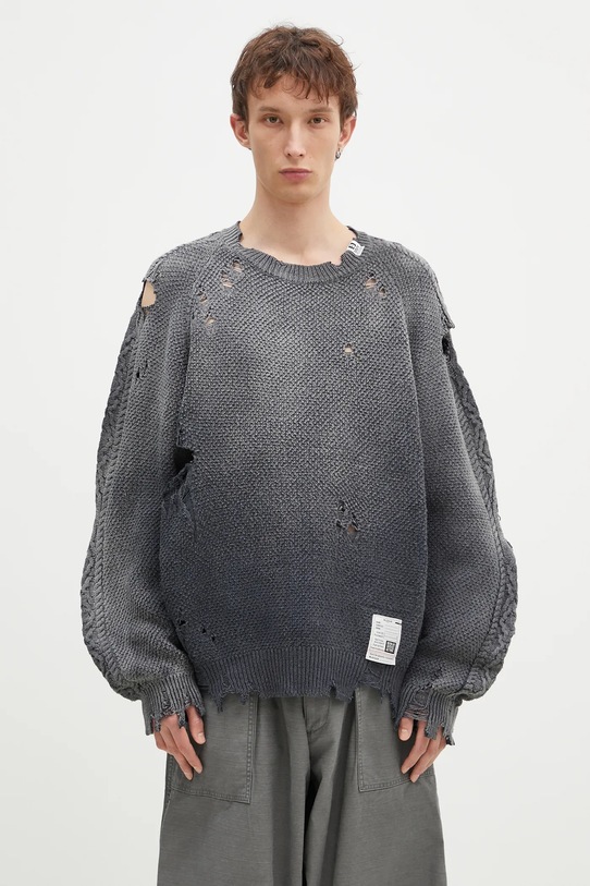 Maison MIHARA YASUHIRO cotton jumper Sun Faded Knit Pullover cotton gray J13SW702
