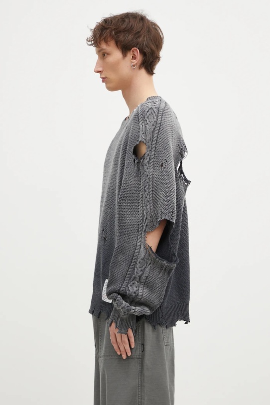 Maison MIHARA YASUHIRO cotton jumper Sun Faded Knit Pullover J13SW702 gray AW24