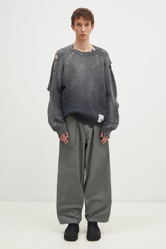 Bavlnený sveter Maison MIHARA YASUHIRO Sun Faded Knit Pullover J13SW702 sivá