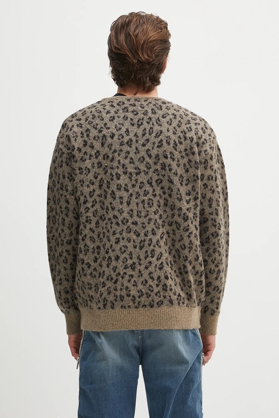 Одежда Шерстяной кардиган Wacko Maria Leopard Mohair 24FW.WMK.KN12 коричневый