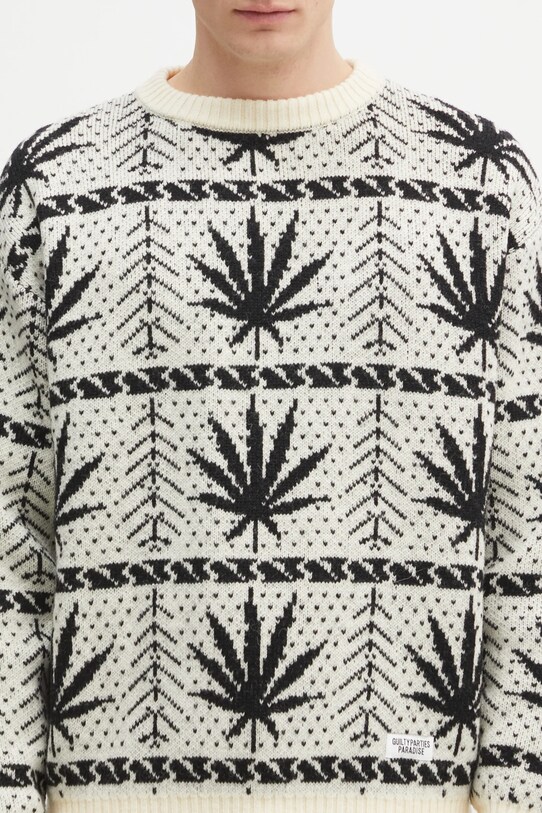 Wacko Maria woolen jumper Hightimes beige HIGHTIMES.WM.KN05