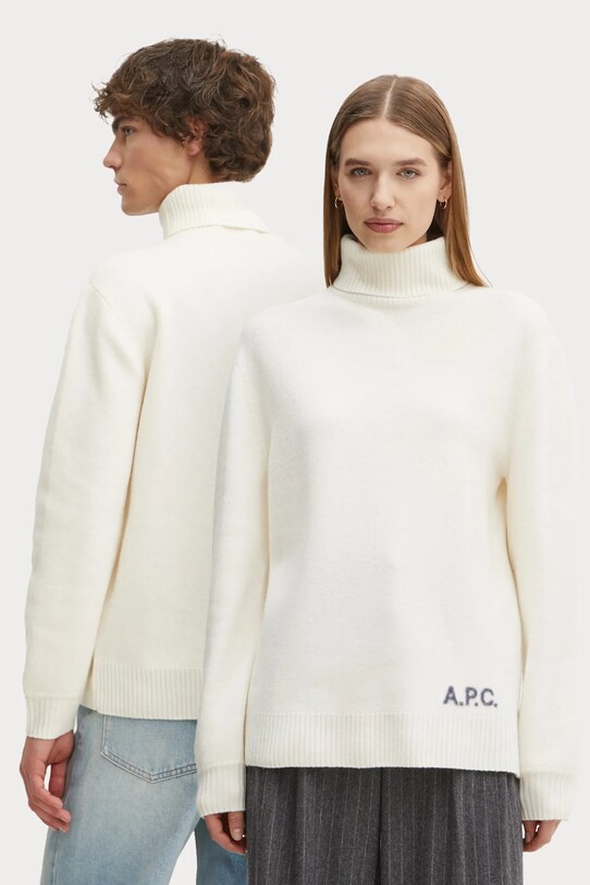 A.P.C. pulover de lana pull walter grosime medie bej WVBDJ.M23248