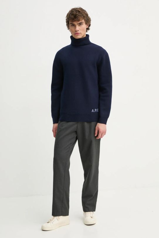 A.P.C. sweter wełniany pull walter WVBDJ.M23248 granatowy AW24