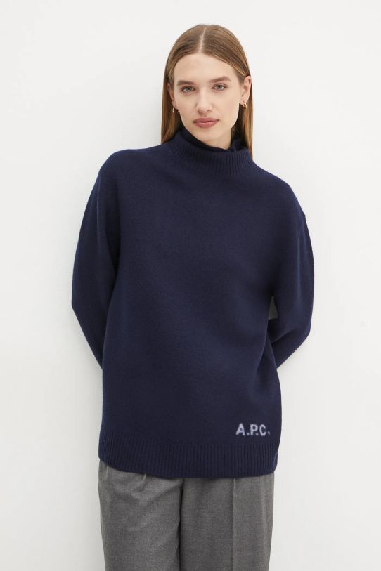 Îmbrăcăminte A.P.C. pulover de lana pull walter WVBDJ.M23248 bleumarin