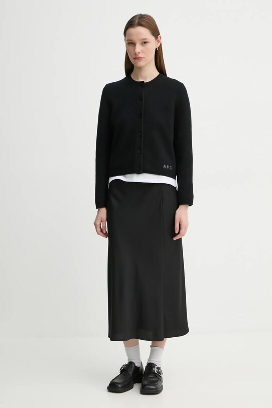 Вовняний кардиган A.P.C. cardigan mila WVBDK.F22301 чорний AW24