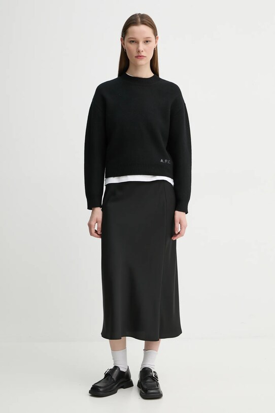 A.P.C. pulover de lana pull esther WVBDK.F23373 negru AW24