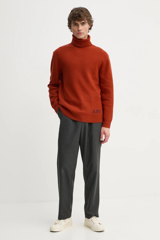 Вовняний светр A.P.C. pull walter WVBDK.M23248 помаранчевий AW24