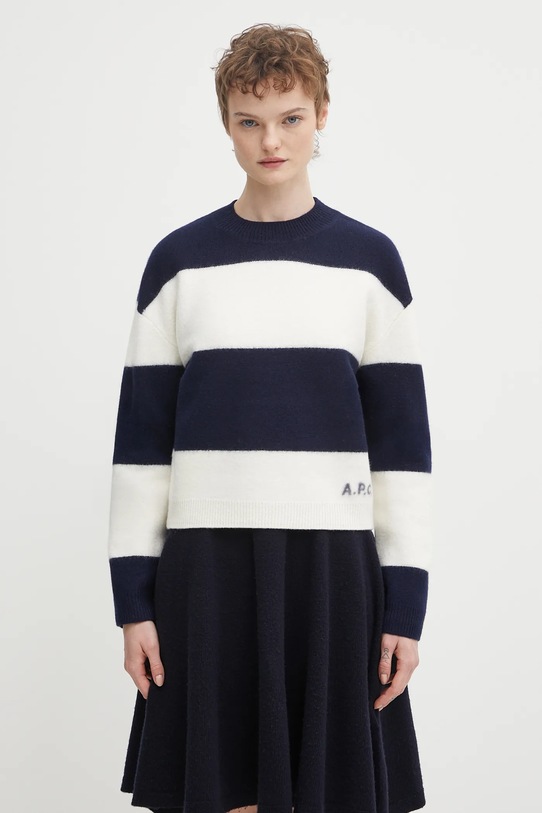 Шерстяной свитер A.P.C. pull penny шерсть тёмно-синий WVBDL.F23370
