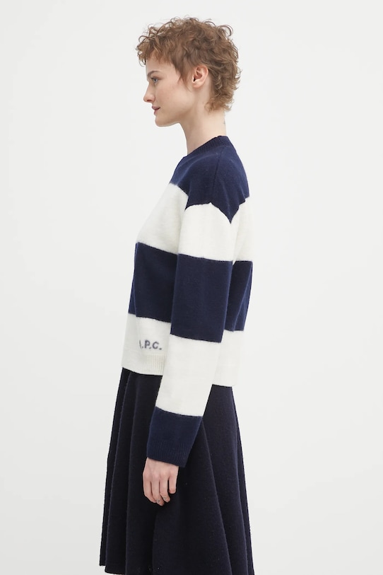 Vlněný svetr A.P.C. pull penny WVBDL.F23370 námořnická modř AW25