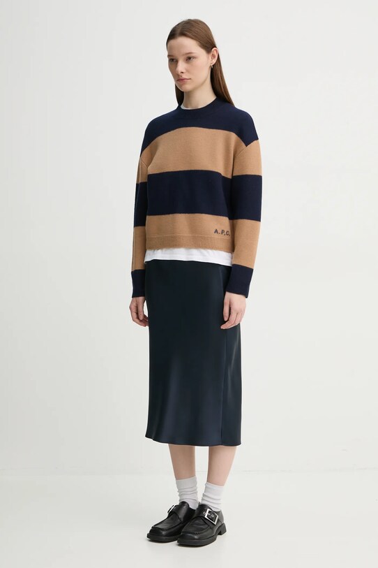 A.P.C. sweter wełniany pull penny WVBDL.F23370 granatowy AW24