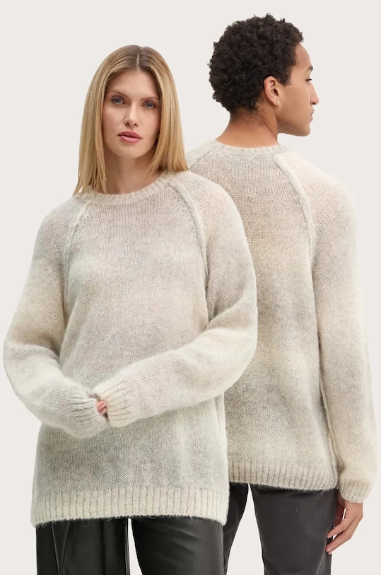 A.P.C. sweter wełniany pull mavericks okrągły beżowy WPABI.M23396