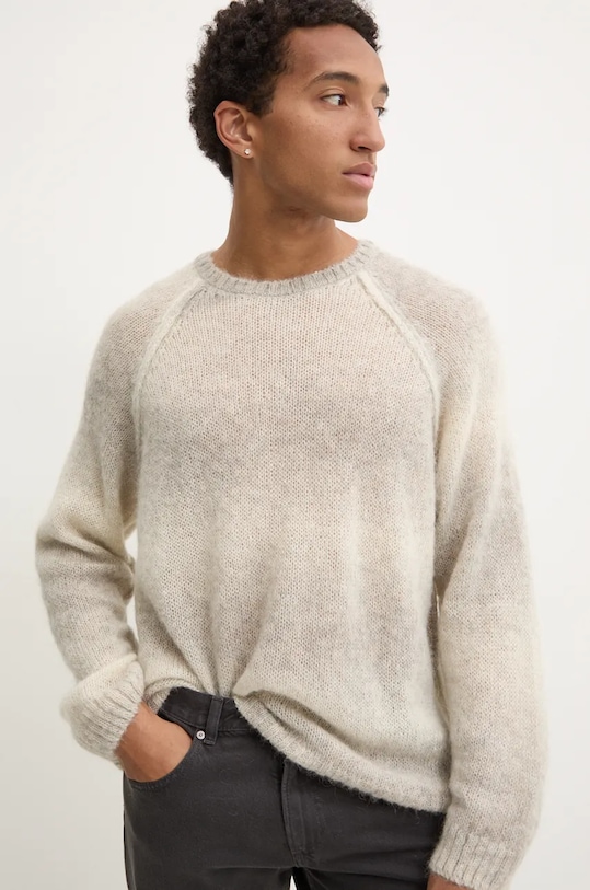 A.P.C. sweter wełniany pull mavericks WPABI.M23396 beżowy AW24