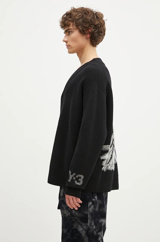 Y-3 cardigan din lână Graphic Knit Cardigan IW7485 negru AW24