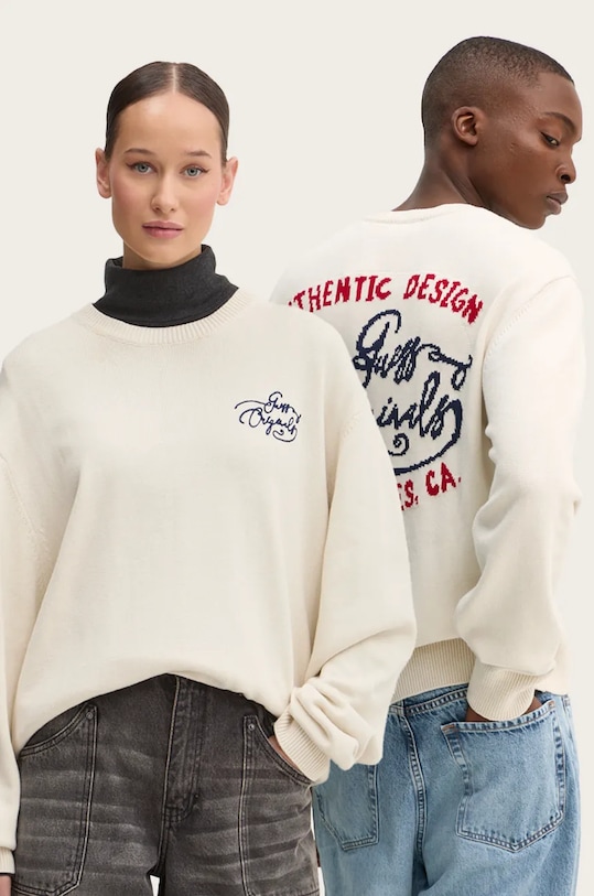 Guess Originals sweter bawełniany aplikacja beżowy M4BR40.Z34N1