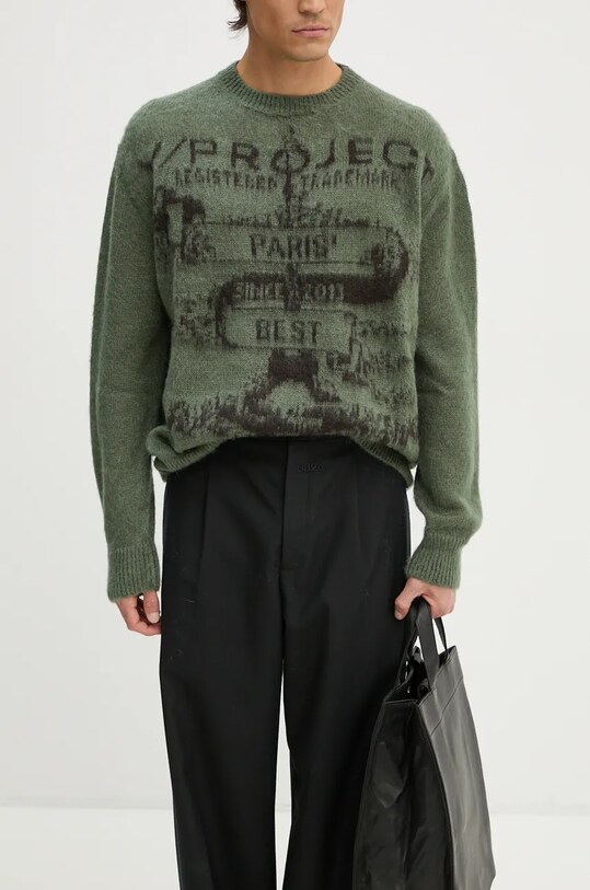Y/Project mohair blend sweater PARIS' BEST JACQUARD PULLOVER 206SW001 green AW24