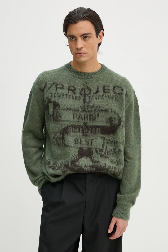 Svetr s příměsí mohéru Y/Project PARIS' BEST JACQUARD PULLOVER 206SW001