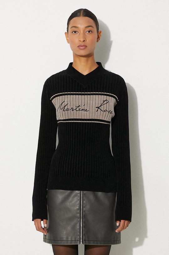 Martine Rose pulover Chenille V-Neck Jumper altele negru 946YA02008