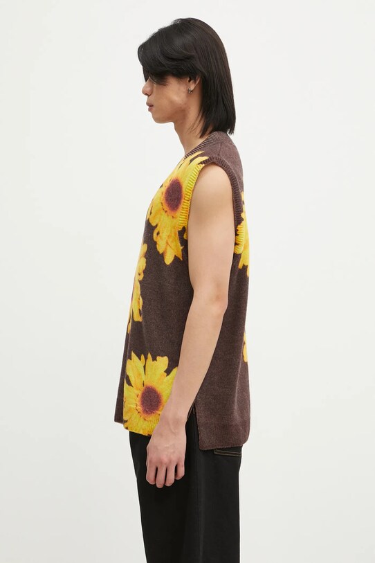 JW Anderson kamizelka wełniana Printed Vest KW1305.YN0008.685 brązowy AW24