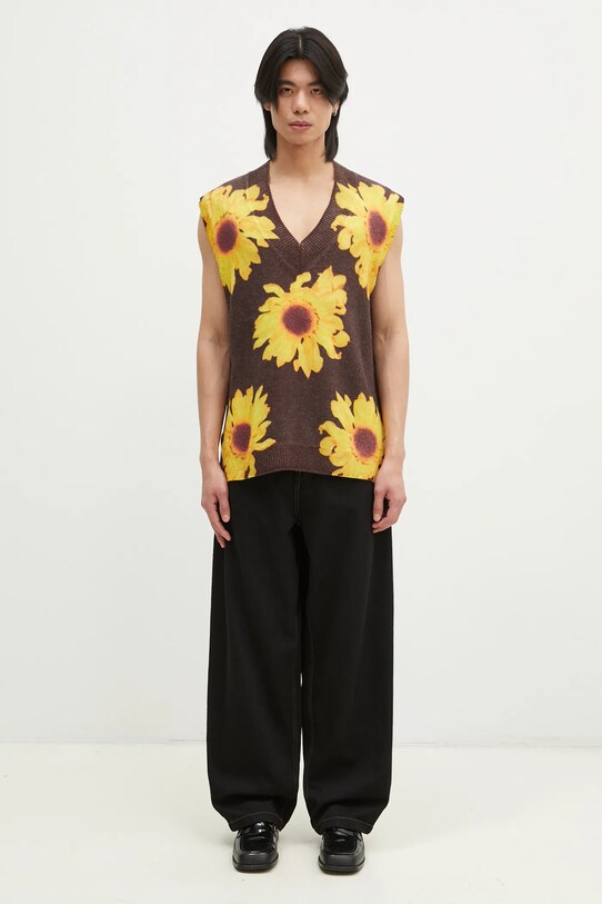 JW Anderson kamizelka wełniana Printed Vest KW1305.YN0008.685 brązowy