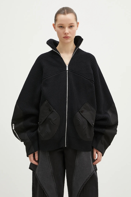 Ζακέτα από μίγμα μαλλιού A.A. Spectrum Saxon 82243310 μαύρο AW24