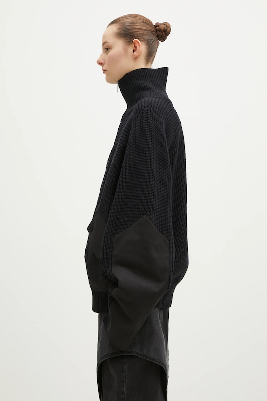 Ζακέτα από μίγμα μαλλιού A.A. Spectrum Saxon μαύρο 82243310