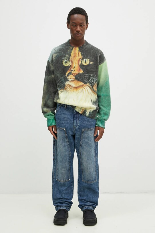 Vlněný svetr JW Anderson Printed Jumper KW1294.YN0373.540 zelená