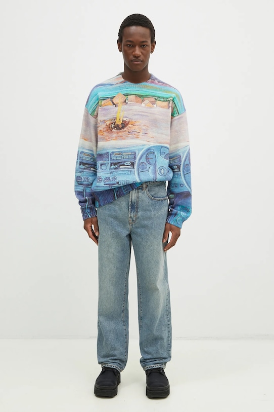 Вълнен пуловер JW Anderson Printed Jumper KW1294.YN0373.835 син