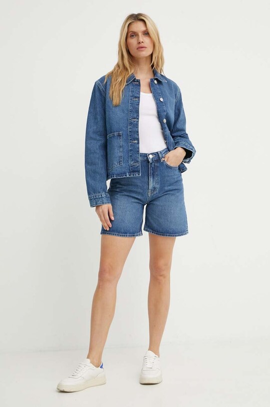 Samsoe Samsoe pantaloni scurti jeans SASHELLY F24200011 albastru AW24