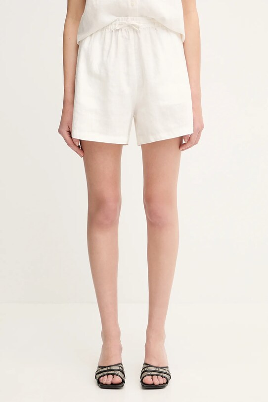 Lněné kraťasy Samsoe Samsoe MAREN bílá F23900001