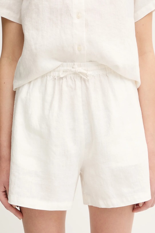 Samsoe Samsoe pantaloni scurți din in MAREN alb F23900001