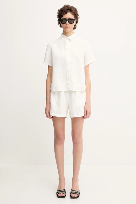 Lněné kraťasy Samsoe Samsoe MAREN F23900001 bílá