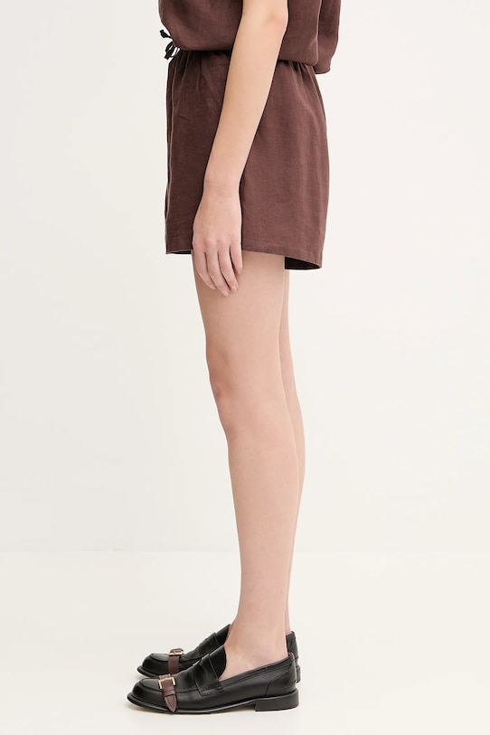 Samsoe Samsoe pantaloni scurți din in MAREN F23900001 maro SS25