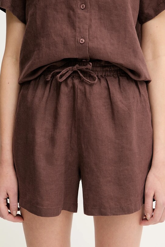 Samsoe Samsoe pantaloncini in lino MAREN marrone F23900001