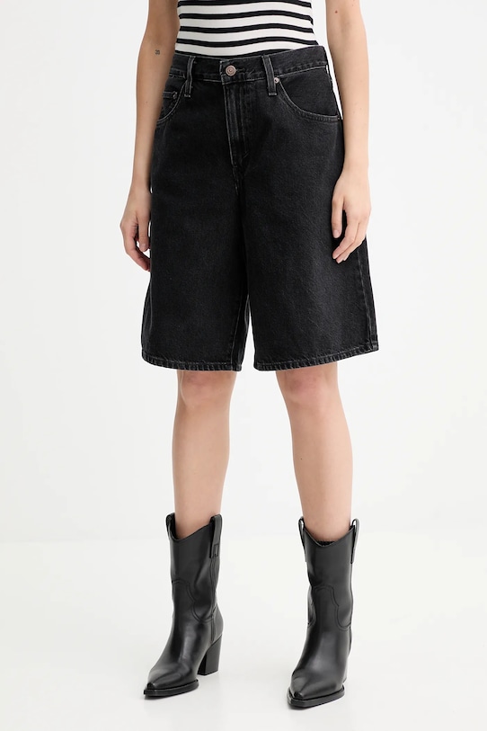 Levi's pantaloni scurți jeans BAGGY DAD negru 000MJ