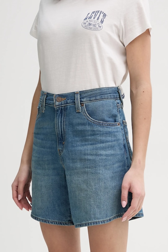 Дънков къс панталон Levi's HIGH BAGGY SHORT памук син A9311