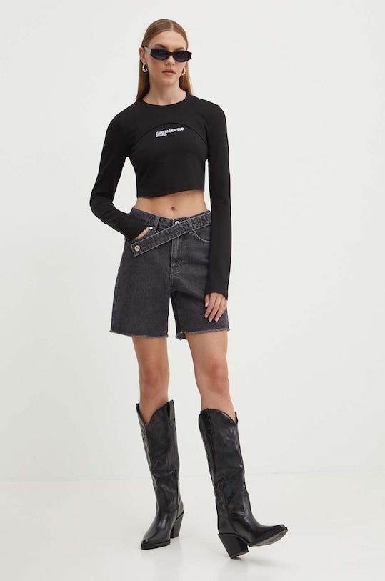 Džínové šortky Karl Lagerfeld Jeans 245J1120 šedá AW24