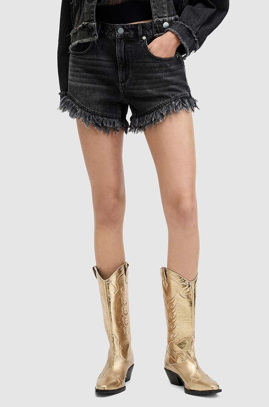 AllSaints pantaloni scurti din bumbac ASTRID FRAY W036EA negru AW25