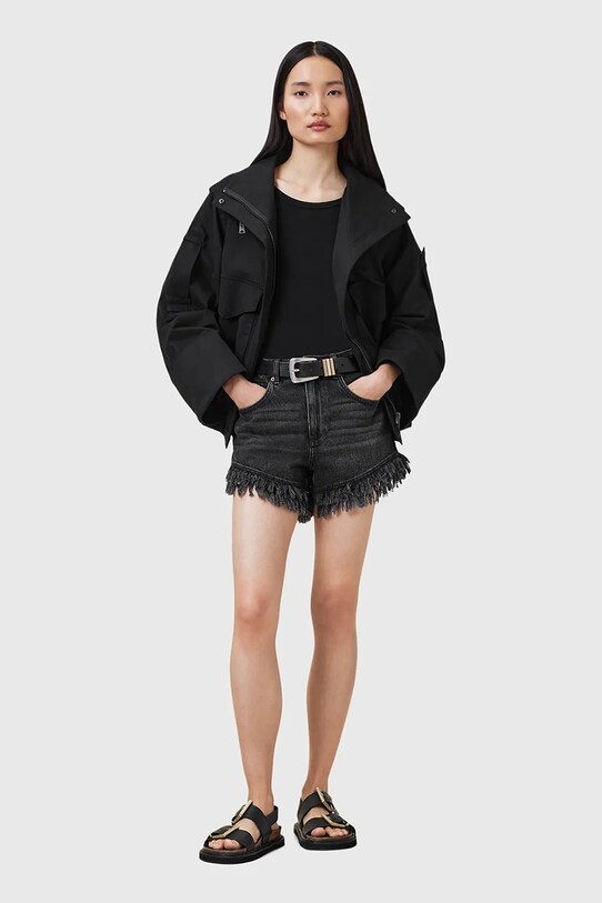 Джинсові бавовняні шорти AllSaints ASTRID FRAY бавовна чорний W036EA
