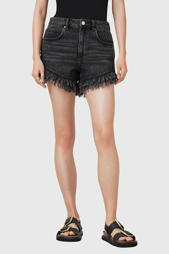 Джинсові бавовняні шорти AllSaints ASTRID FRAY W036EA чорний AW25