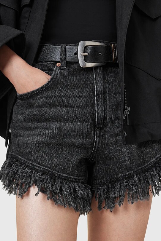 Одяг Джинсові бавовняні шорти AllSaints ASTRID FRAY W036EA чорний