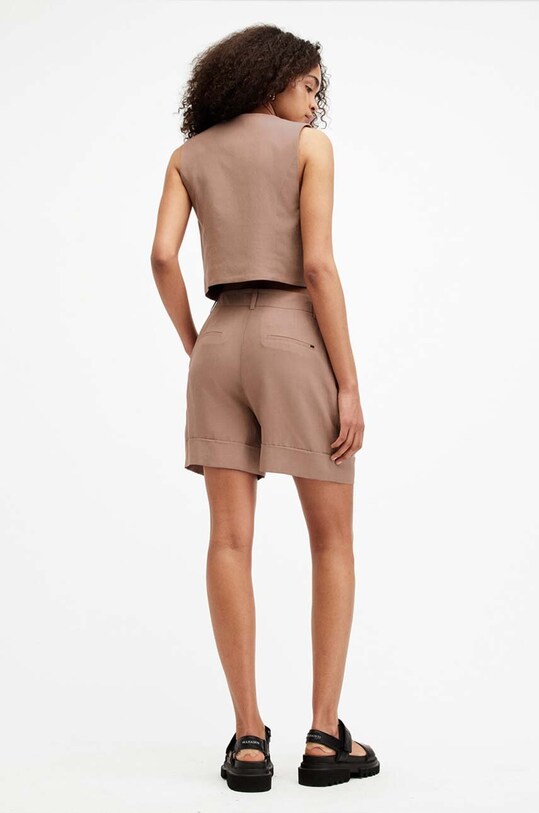 Odzież AllSaints szorty z domieszką lnu DERI LYN WT027Y brązowy