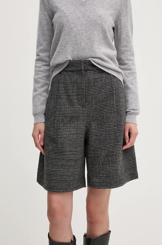Dkny szorty wełniane tkanina szary D2G4A193
