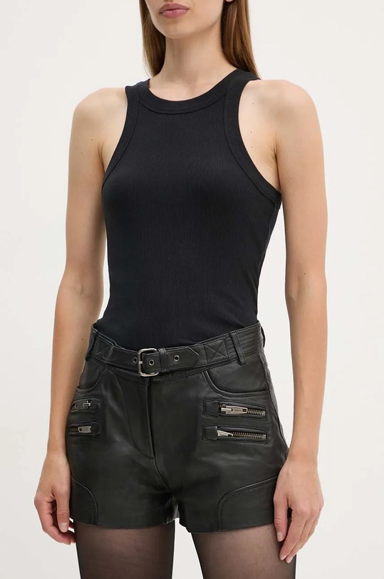 The Kooples shorts in pelle semplice nero FSHO29010K